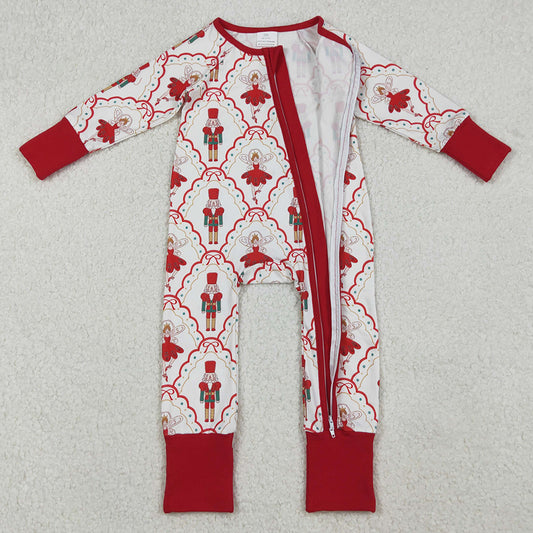 Baby Girls Rompers Red Bows Soldiers Checked Christmas Zipper Footie Rompers LR2633 10.1