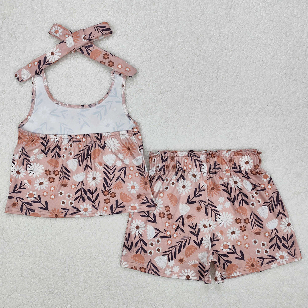 Baby Girls Clothes Floral Halter Top Elastic Shorts Clothes Sets GSSO1870 3.7