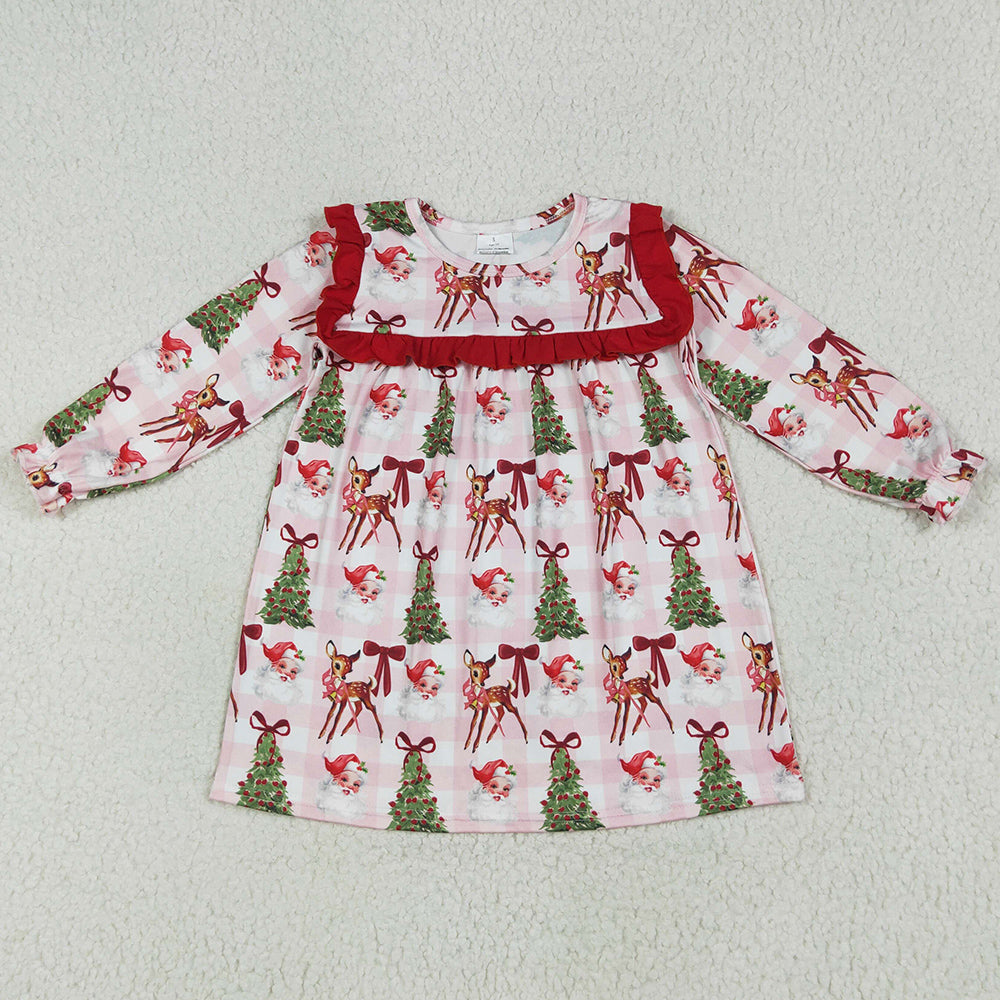 Baby Girls Dress Christmas Santa Trees Bib Knee Length Dresses GLD1092 6.25