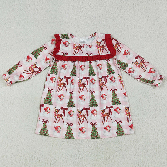 Baby Girls Dress Christmas Santa Trees Bib Knee Length Dresses GLD1092 6.25