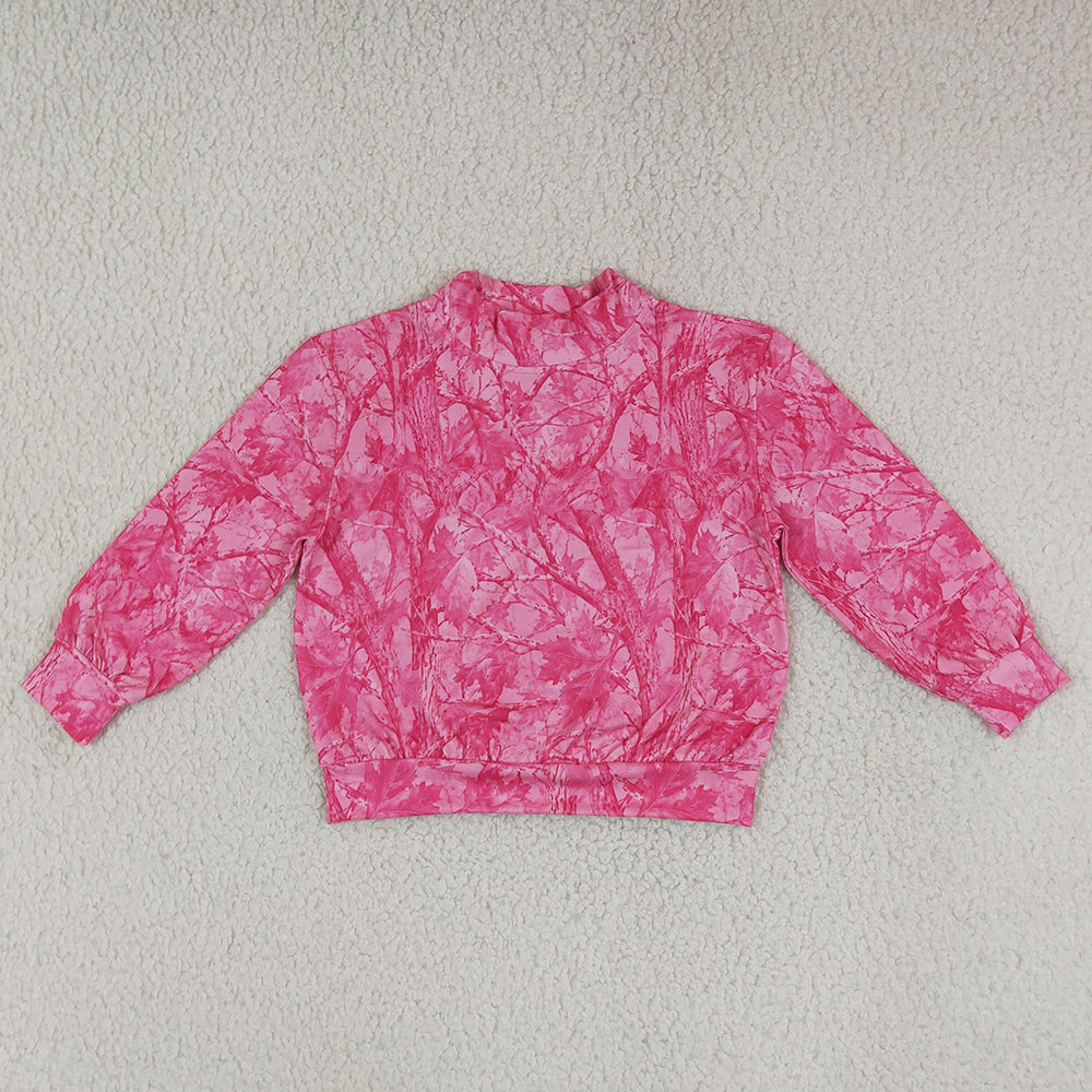 Baby Girls Pink Leaves Camo Long Sleeve T-shirts Top GT1823
