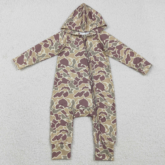 Baby Boys Rompers Southern Khaki Camo Two Way Zip Convertible Hoodie Rompers LR2812 12.5
