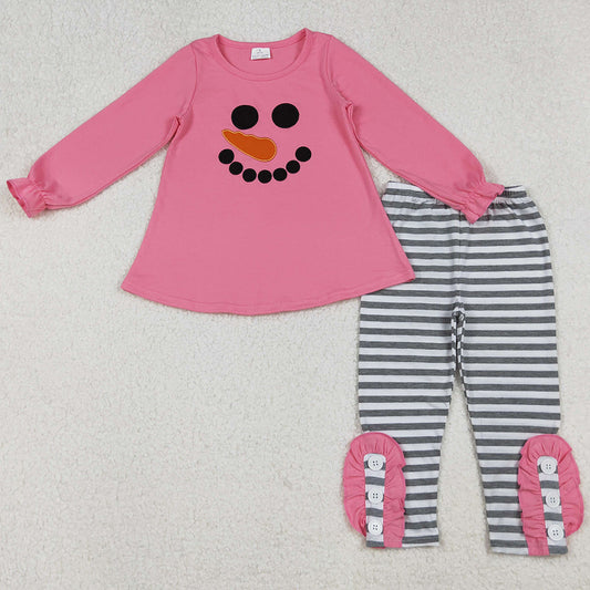 Baby Girls Clothes Embroidery Snowmen Tunic Stripe Leggings Pant Christmas Set GLP2728 10.2