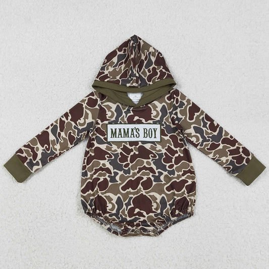 Baby Boys Rompers Embroidery Mama's Boy Dark Khaki Camo Hoodie Rompers LR2791 12.3
