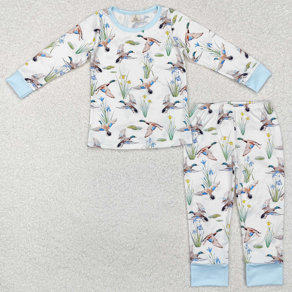 Baby Boys Pajamas Blue Mallard Ducks Hunting Bamboo Pajamas Sets BLP1034