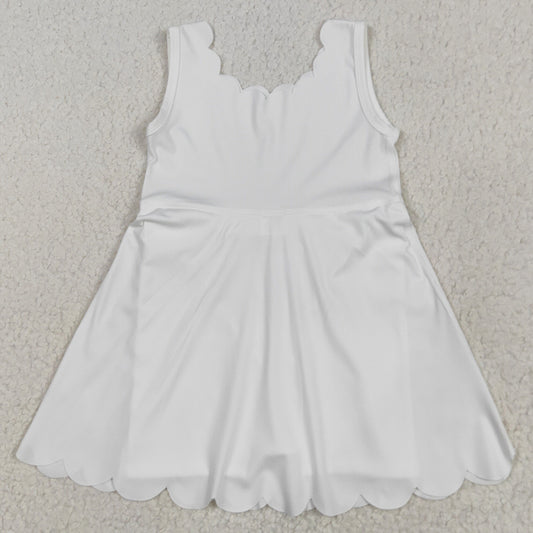 Baby Girls Dress White Sleeveless Yoga Knee Length Dresses GSD2370 5.16