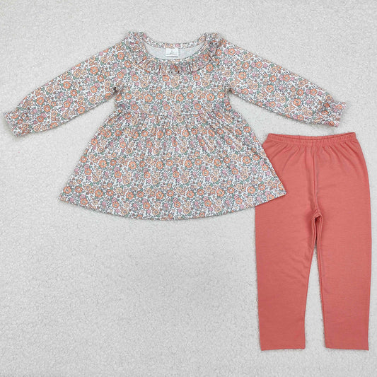Baby Girls Clothes Pink Flowers Tunic Top Legging Clothes Sets GLP1388