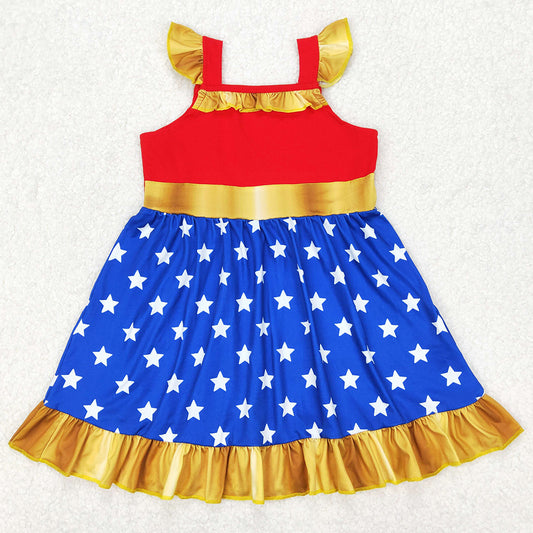 Baby Girls Dress Princess Blue Stars Knee Length Dresses GSD1877 3.18