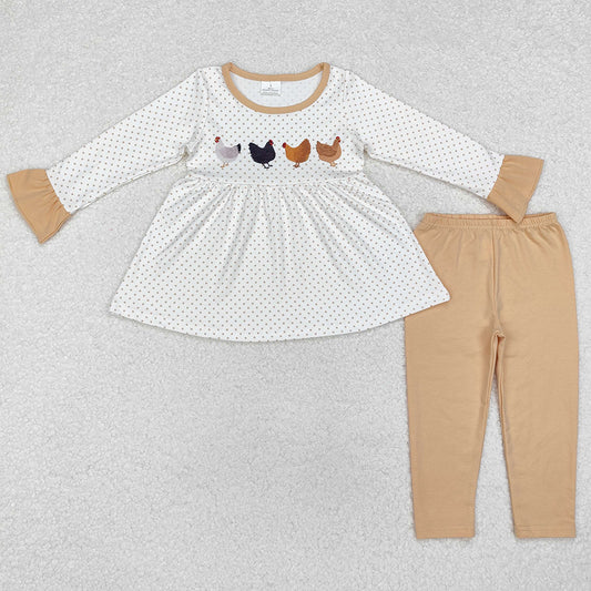 Baby Girls Clothes Fall Chicken Farm Tunic Legging Clothes Sets GLP1827