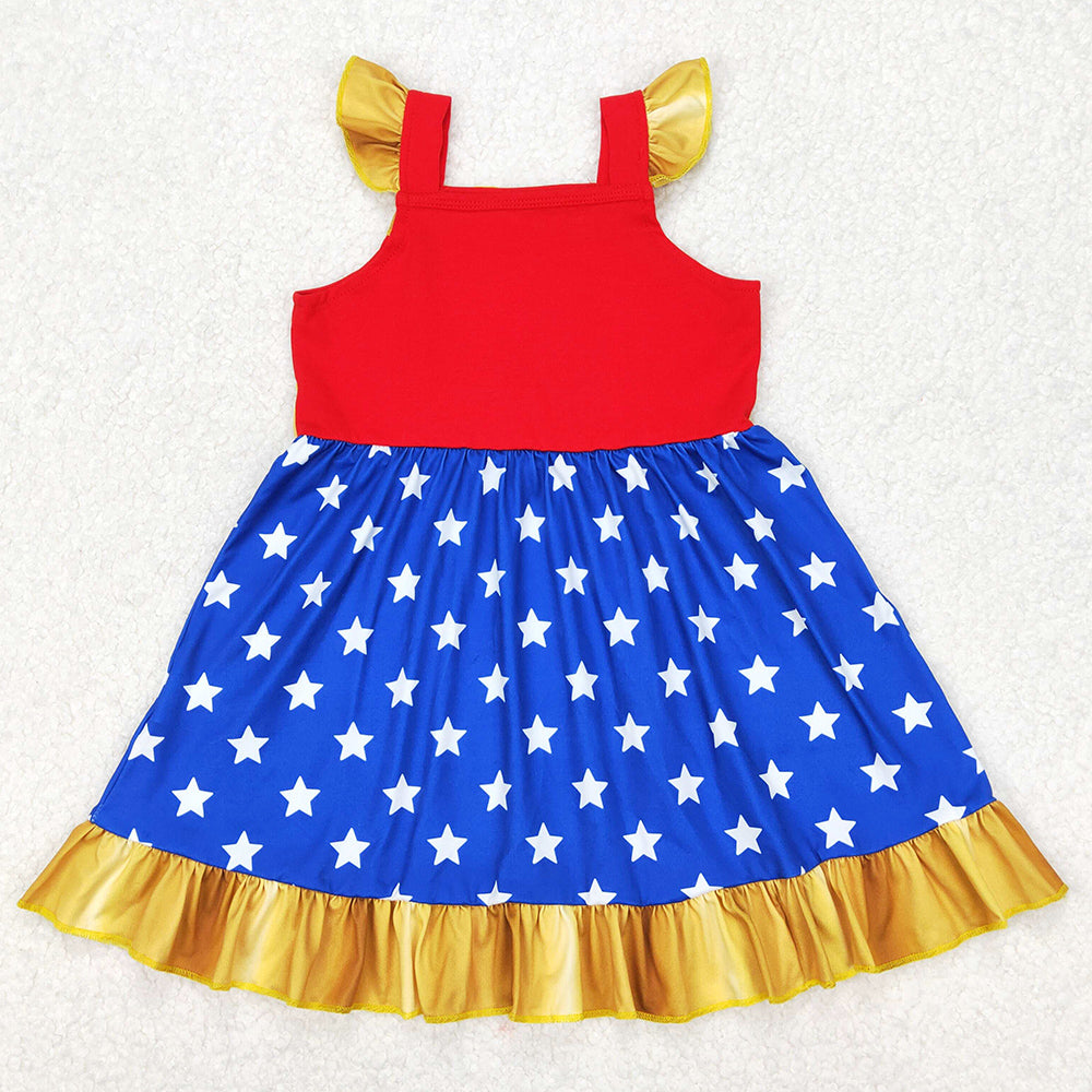 Baby Girls Dress Princess Blue Stars Knee Length Dresses GSD1877 3.18