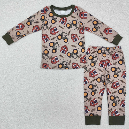 Baby Kids Pajamas House Farm Tractors Top Pants Pajamas Outfits Sets BLP0803
