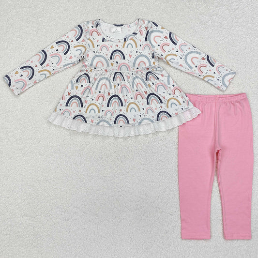 Baby Girls Clothes Rainbow Tunic Tops Legging Boutique Clothes Sets GLP1787