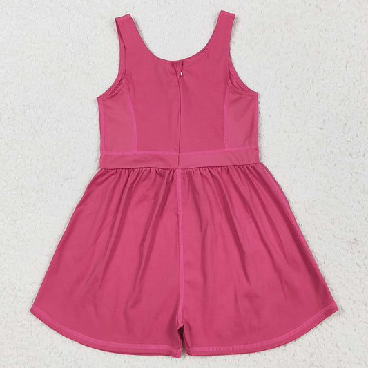 Baby Girls Jumpsuits Hot Pink Sleeveless Yoga Jumpsuits SR3022 5.21