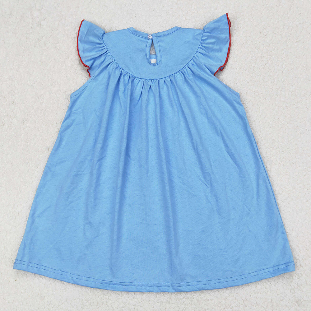 Smocked Baby Girls Dress 4th Of July Sailboats Knee Length Dresses GSD1818 3.22