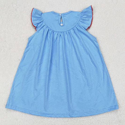 Smocked Baby Girls Dress 4th Of July Sailboats Knee Length Dresses GSD1818 3.22