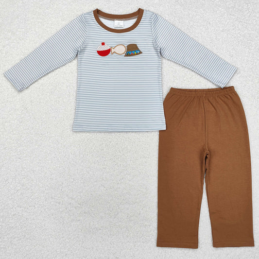 Baby Boys Clothes Fishing Stripes Top Pants Clothes Sets BLP0590