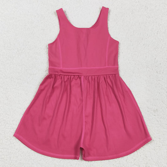Baby Girls Jumpsuits Hot Pink Sleeveless Yoga Jumpsuits SR3022 5.21