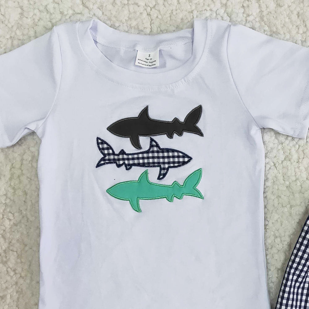 Wholesale Baby Boy Clothes Set Summer Boutique Kids Clothes Embroidery Outfit A8-23