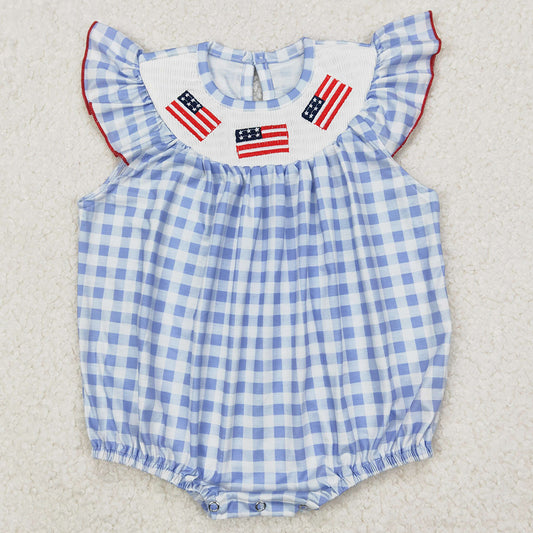 Smocked Baby Infant Boys Rompers 4th Of July Flags Sleeveless Rompers SR2572