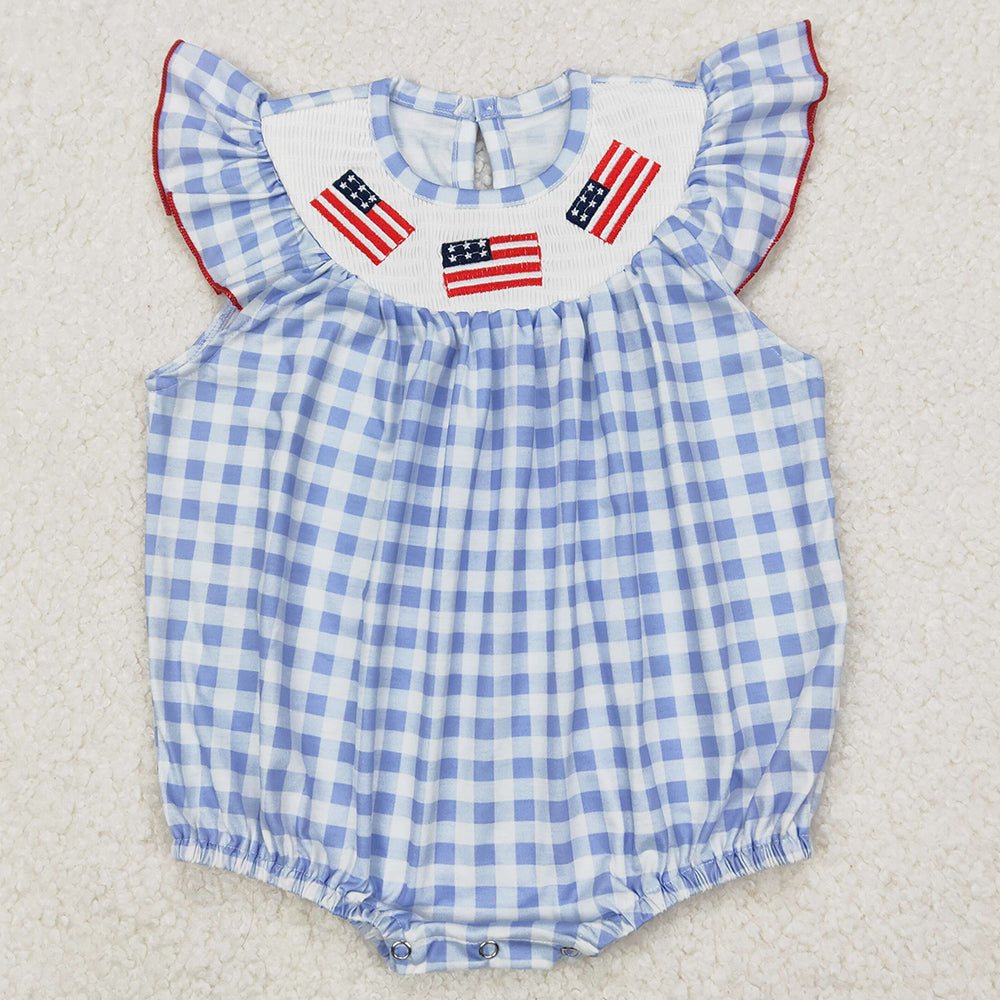 Baby Infant Girls Rompers 4th Of July Flags Sleeveless Rompers SR2571