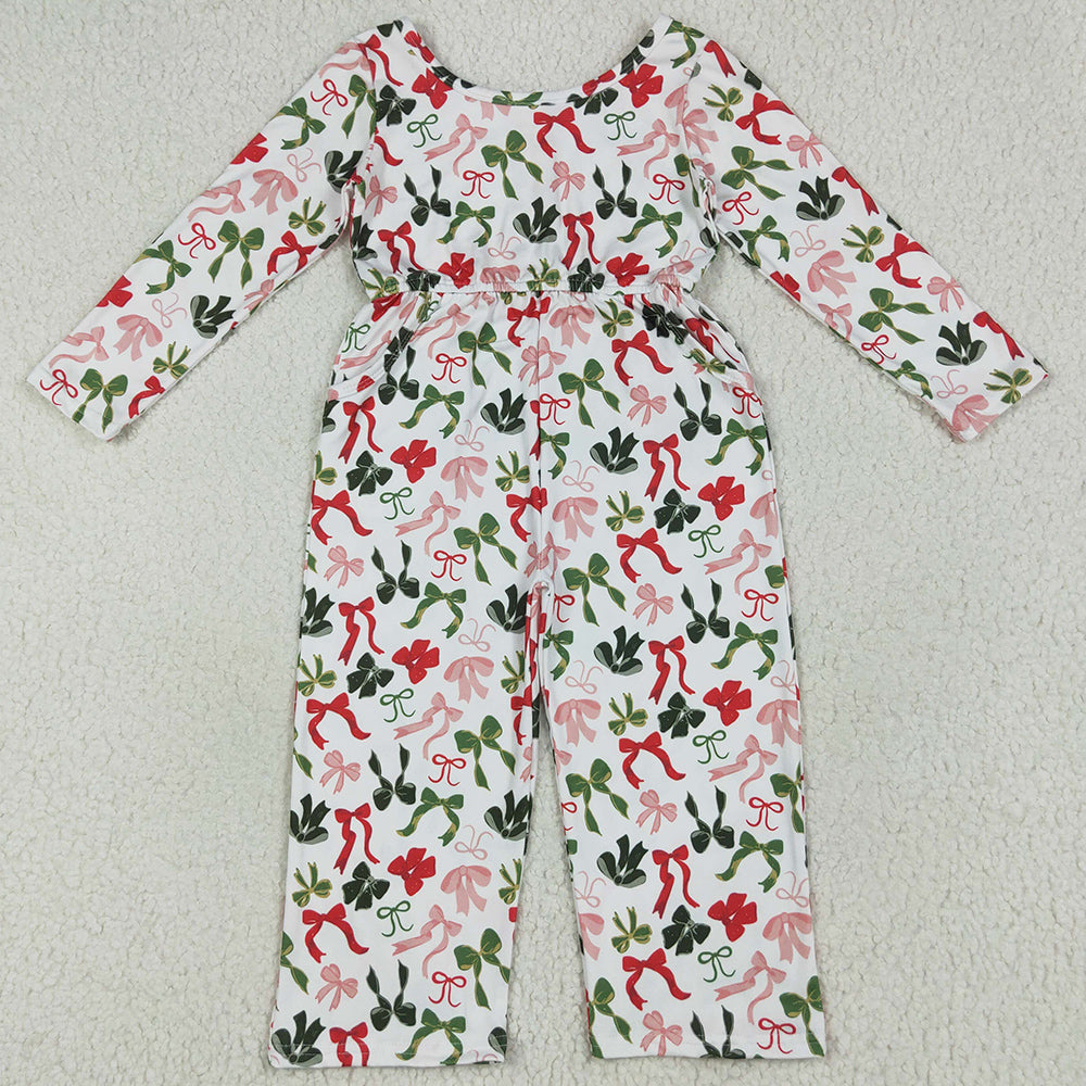 Baby Girls Jumpsuits Christmas Colorful Bows Pockets Jumpsuits Rompers LR2192 6.25
