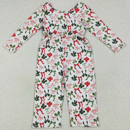 Baby Girls Jumpsuits Christmas Colorful Bows Pockets Jumpsuits Rompers LR2192 6.25