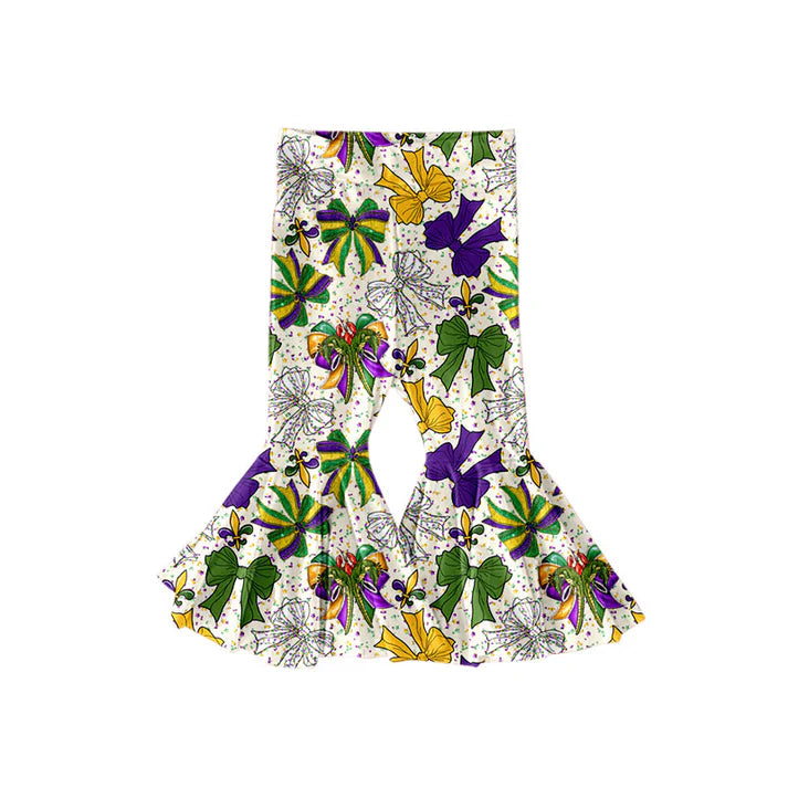 Preorder(moq 5) Baby Girls Mardigras Anchors Bows Ruffle Bell Bottom Pants 11.14