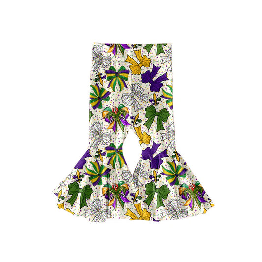 Preorder(moq 5) Baby Girls Mardigras Anchors Bows Ruffle Bell Bottom Pants 11.14