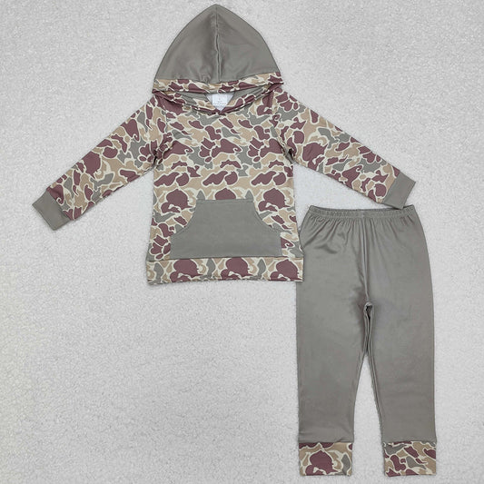 Baby Boys Clothes Green Camo Hooded Top Pants Clothes Sets BLP0960
