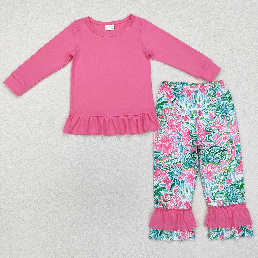 Baby Girls Clothes Pink Shirt Rose Seaweed Pants Sets GLP1461