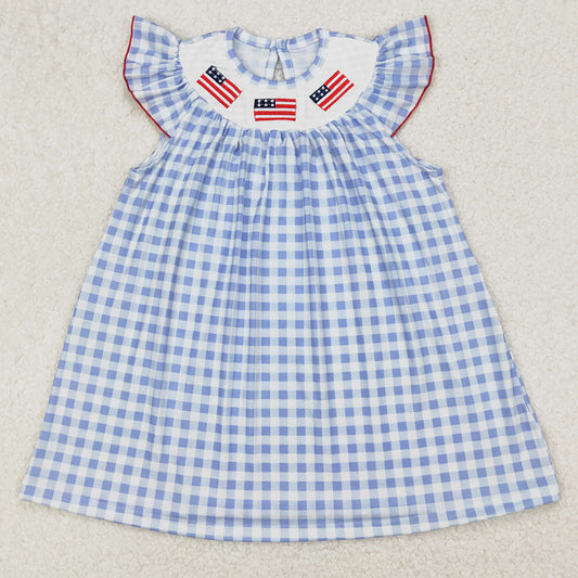 Baby Girls Dress 4th Of July Flags Knee Length Dresses Girls Smocked Dress GSD1817