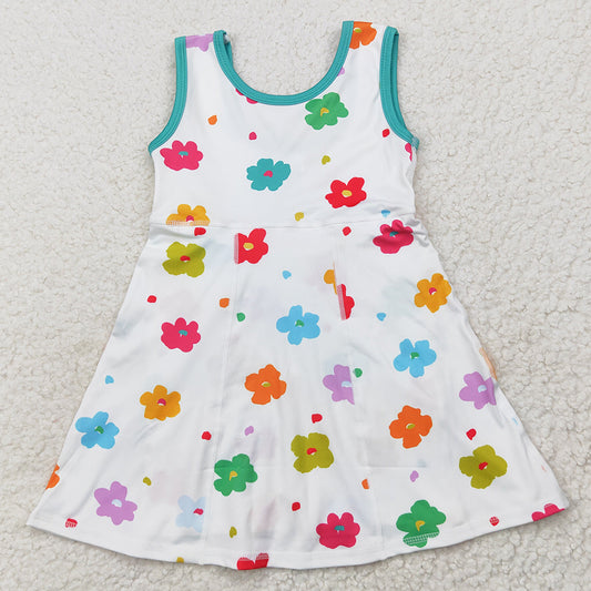 Baby Girls Dress Sleeveless Colorful Flowers Yoga Knee Length Dresses GSD2346 5.22