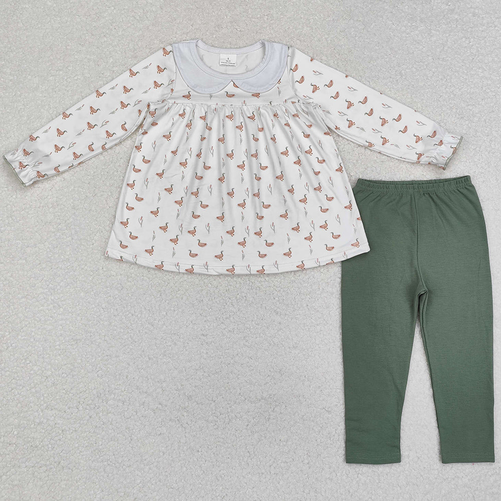 Baby Girls Clothes Ducks Tunic Top Green Legging Clothes Sets GLP1598