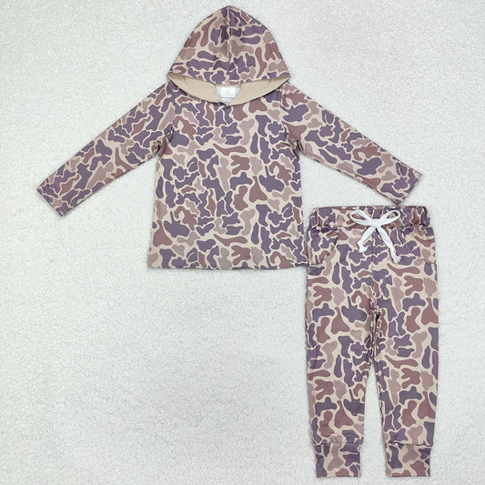Baby Boys Clothes Brown Camo Hooded Top Pants Outfits BLP1005