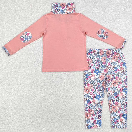 Baby Girls Clothes Pink Floral Zip Top Pants Clothes Sets GLP1750