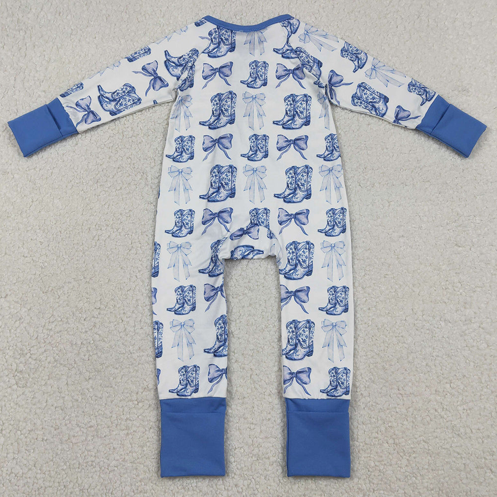 Baby Girls Rompers Bows Boots Western Two Way Zip Convertible Rompers LR2420 1.1