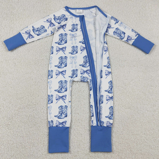 Baby Girls Rompers Bows Boots Western Two Way Zip Convertible Rompers LR2420 1.1
