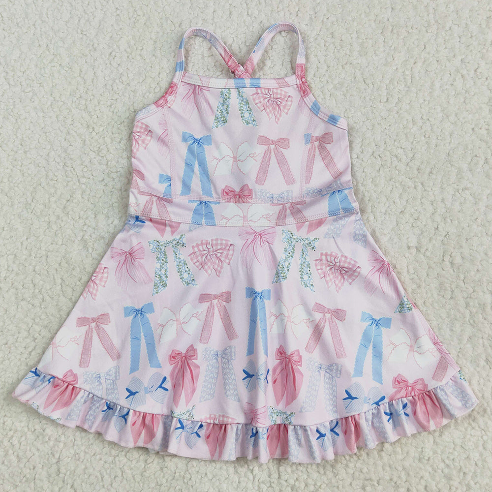 Baby Girls Dress Colorful Bows Yoga Ruffle Knee Length Dresses GSD2295 5.23