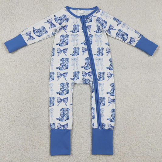 Baby Girls Rompers Bows Boots Western Two Way Zip Convertible Rompers LR2420 1.1