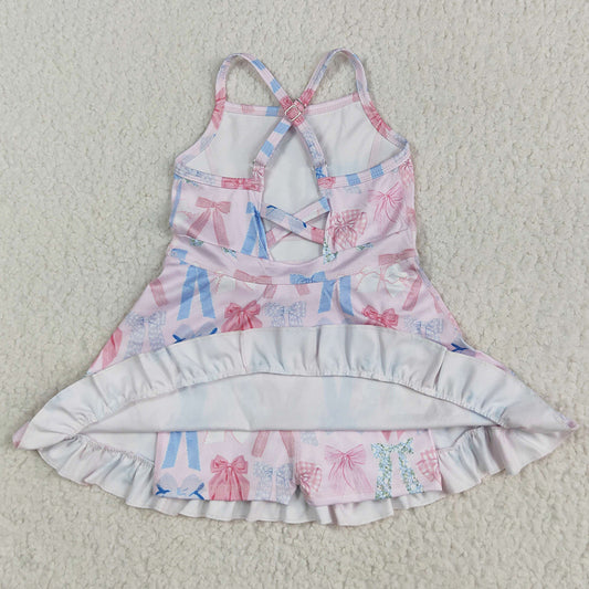 Baby Girls Dress Colorful Bows Yoga Ruffle Knee Length Dresses GSD2295 5.23