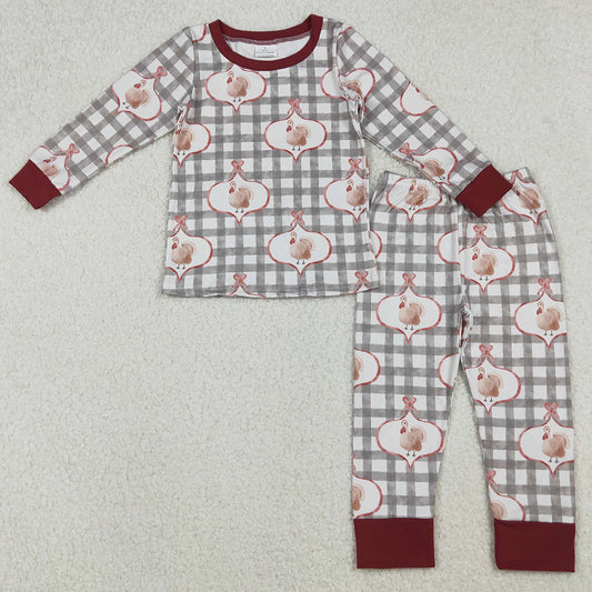 Baby Girls Pajamas Turkey Checked Top Pant Thanksgiving Sleepwear Sets GLP2885 10.2