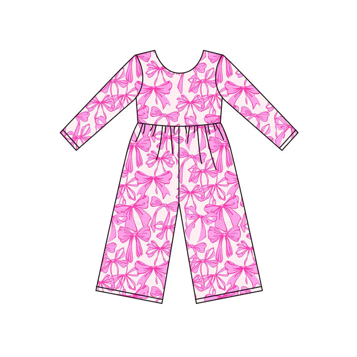 Preorder(moq 8)Baby Girls Pink Bows Plaid Valentine Pant Jumpsuits 9.25