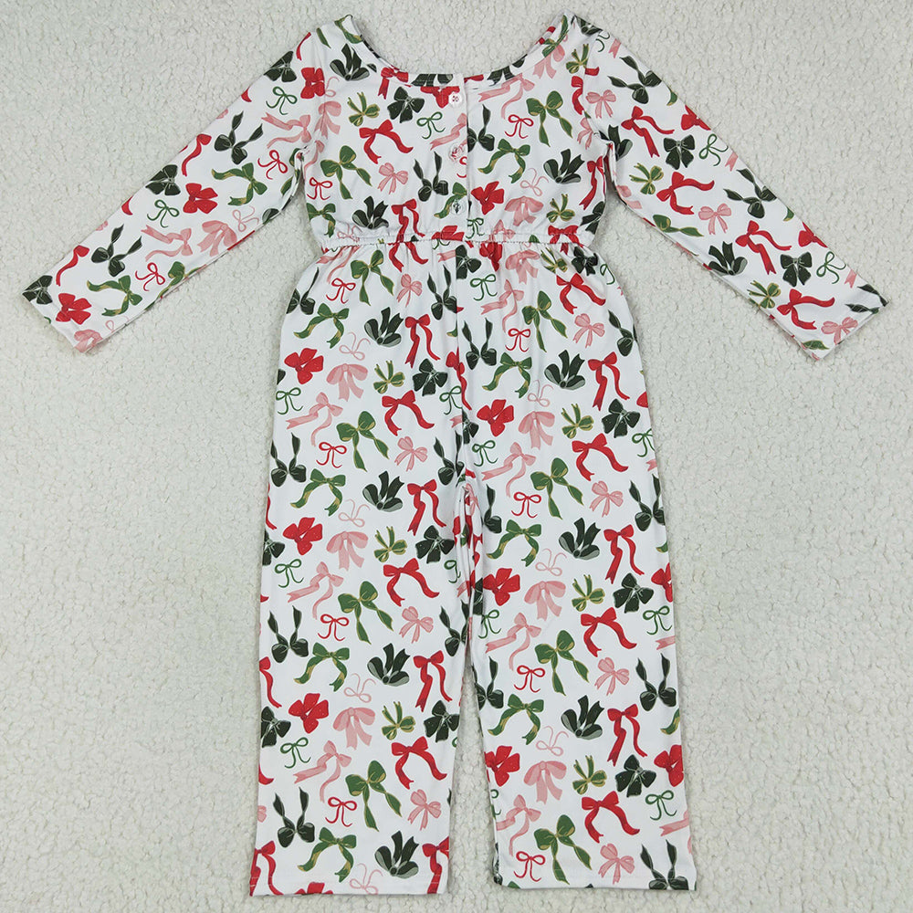 Baby Girls Jumpsuits Christmas Colorful Bows Pockets Jumpsuits Rompers LR2192 6.25