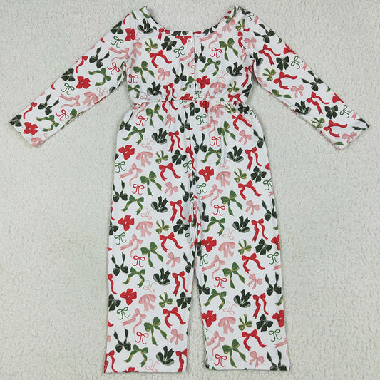 Baby Girls Jumpsuits Christmas Colorful Bows Pockets Jumpsuits Rompers LR2192 6.25