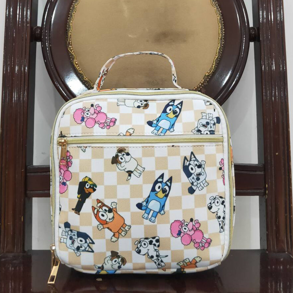 Baby Kids Lunch Boxes Dogs Checkered Lunch Dinner Picnic Bags Boxes BA0250