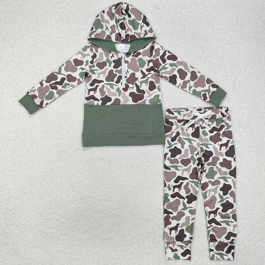 Baby Boys Clothes Ducks Dogs Hunting Camo Hooded Tops Pants Clothes Sets BLP0935