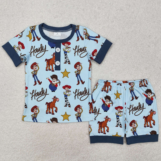 Baby Boys Clothes Howdy Toy Blue Shirts Shorts Pajamas Sets BSSO1214