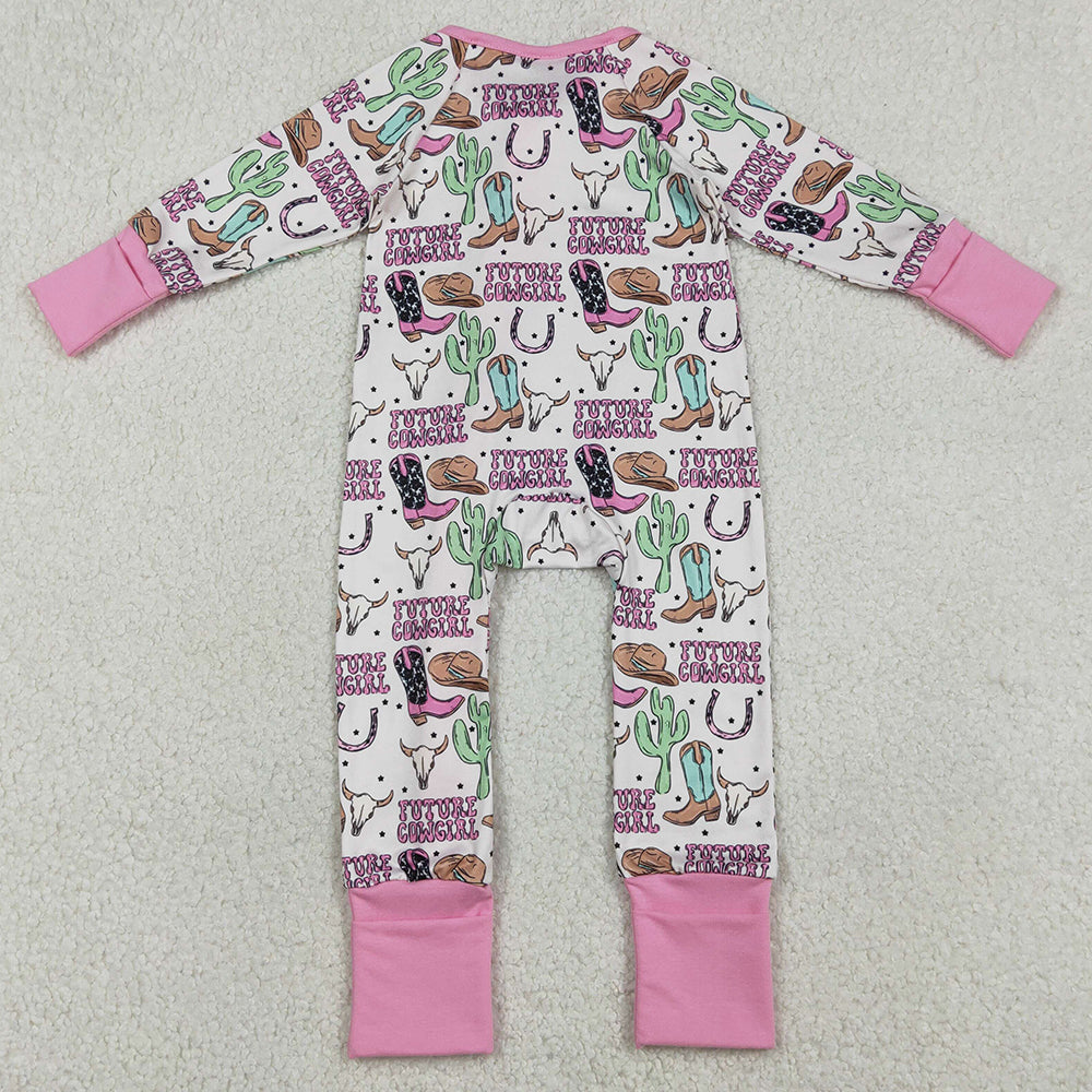 Baby Girls Rompers Cactus Cowgirls Western Zip Rompers LR2945 12.31