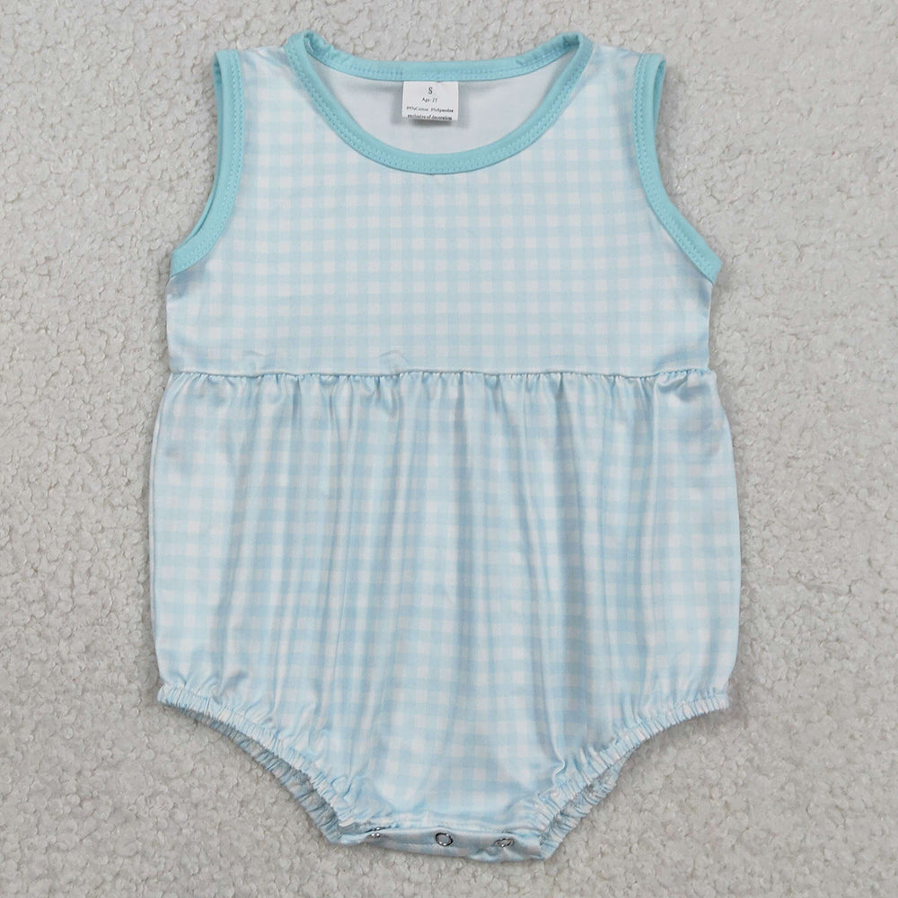 Baby Boys Rompers Sleeveless Blue Checked Rompers SR3554