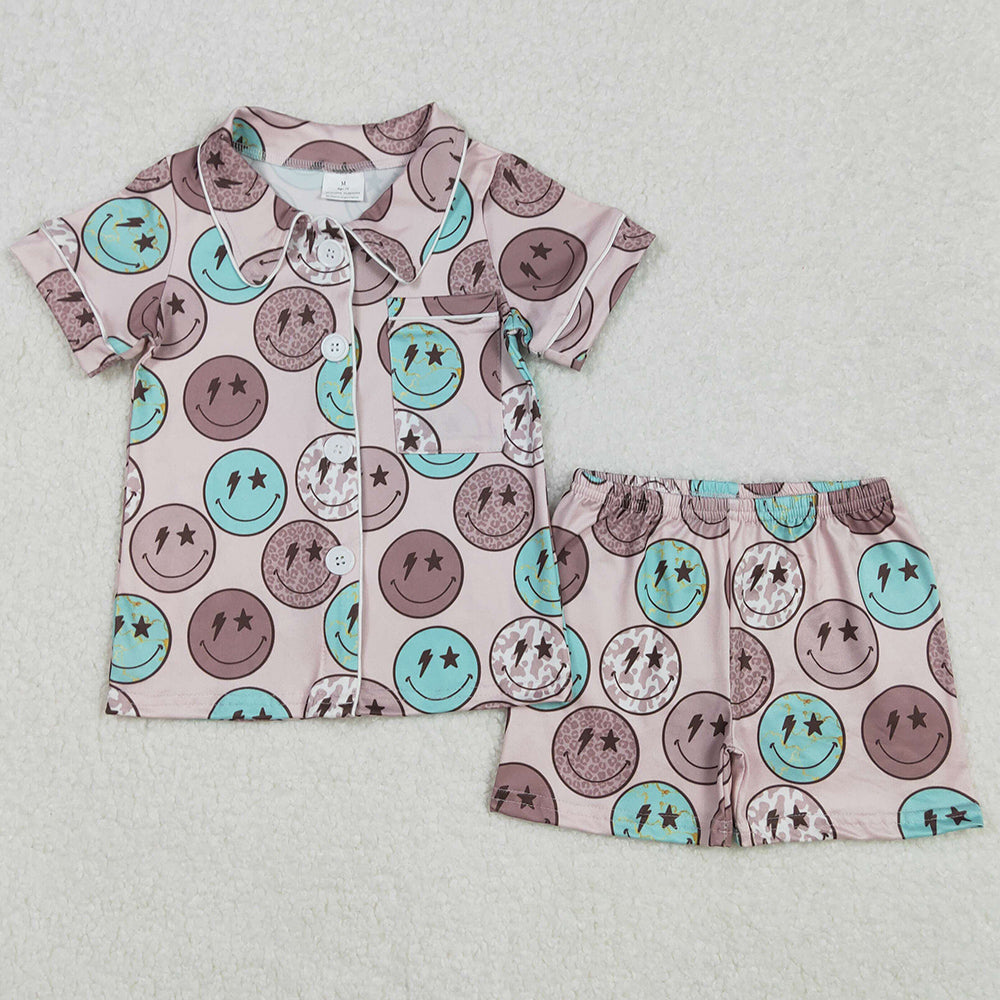 Baby Girls Pajamas Blue Buttons Shirts Shorts Pajamas Sets GSSO1545 3.1